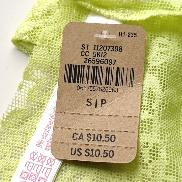 NWT PINK VICTORIA'S SECRET NO-SHOW SOFT LACE THONG PANTY IN GREEN SPRING SIZE SM - Picture 5 of 6